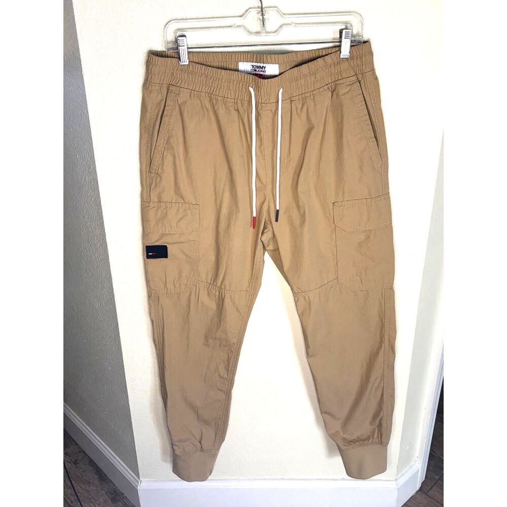 Mens Khaki Tan Tommy Hilfiger Cargo Joggers Pants Medium M